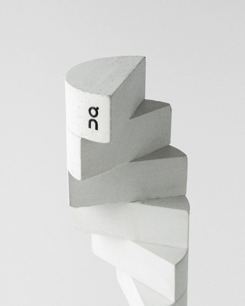 On Squad Race World Series 2026 trophy in concrete with recycled rubber, stacked modular form 2